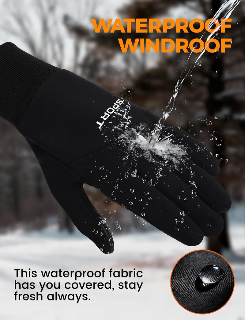 AURUZA Cycling Gloves for Men Winter Cold Weather, Five Fingers Touch Screen Winter Gloves for Men, Waterproof Anti-Slip Warm Gloves Liners for Cycling Biking Walking Sporting Driving - Image 3